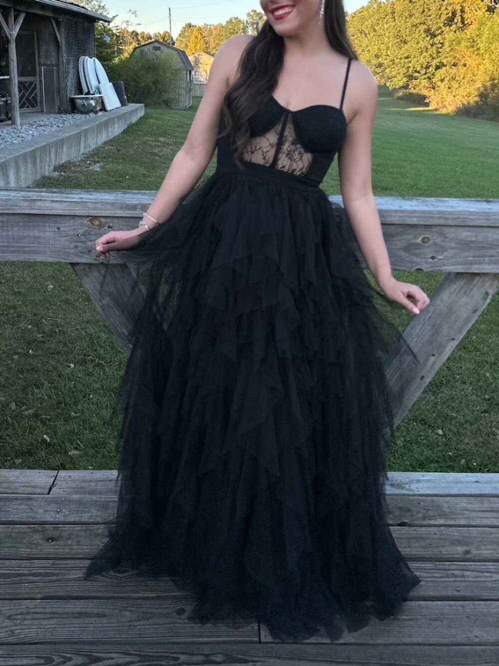 Ruth Formal Lace Tulle Ruffled Dress